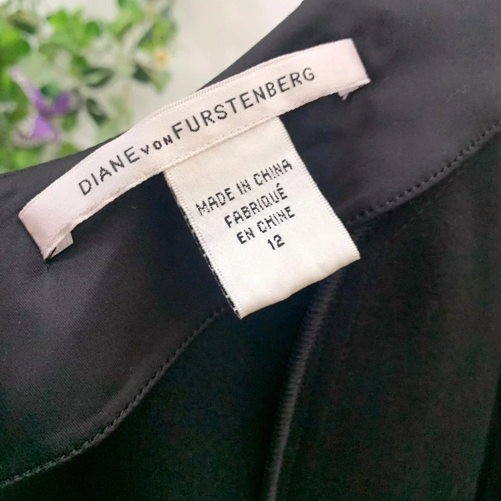 Diane von Furstenberg Arita Black Puff Sleeve Mini Dress‎ Size 12